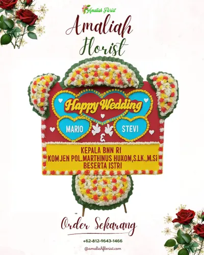 Karangan Papan Bunga Pernikahan di Hamerang